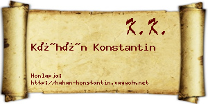 Káhán Konstantin névjegykártya