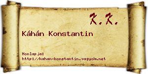 Káhán Konstantin névjegykártya